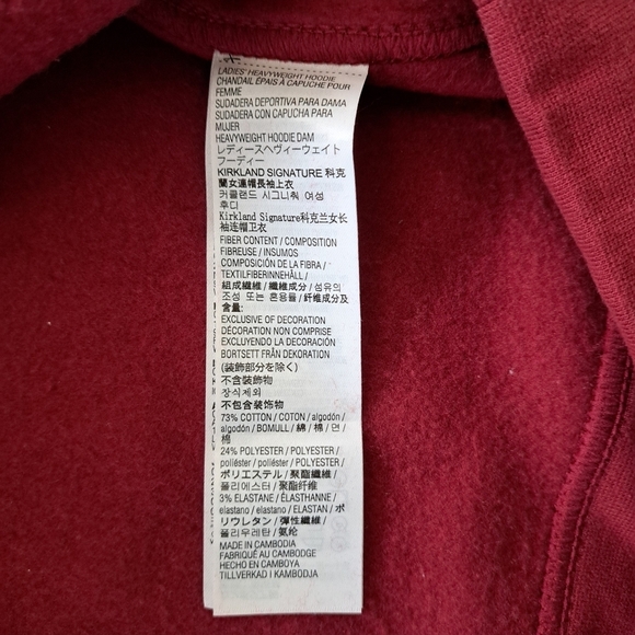 Kirkland Signature Hoodie Pullover Heavyweight Sweatshirt Red Women's XL - Picture 12 of 16
